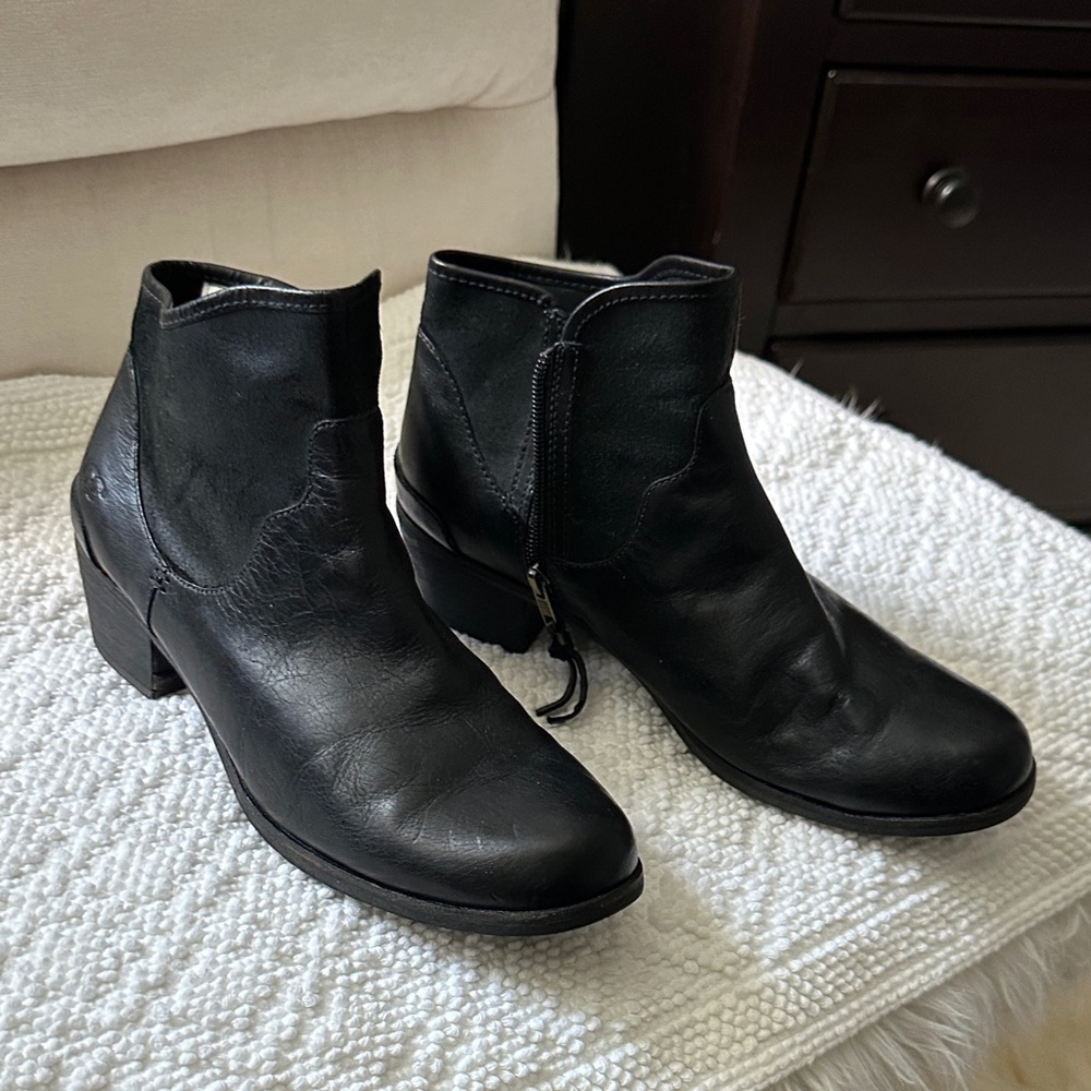 UGG Black Leather Ankle Boots